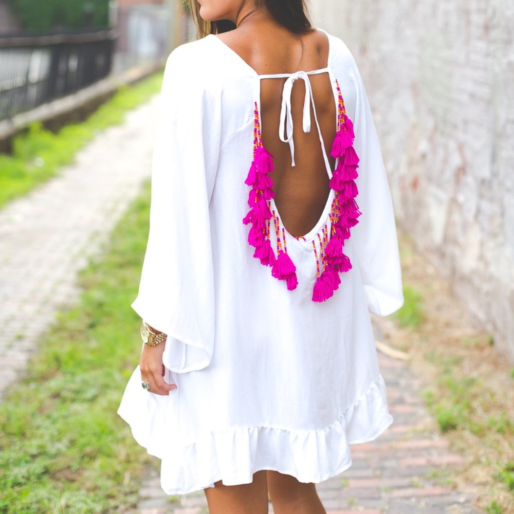 Sundress Beaded Tassel Dress/Cover Up
